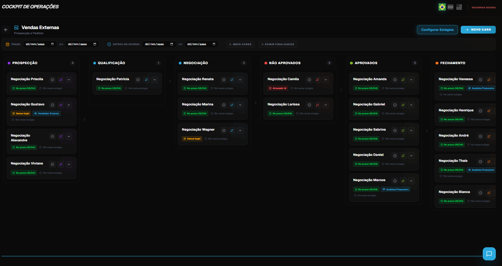HuginFlow Cockpit - CRM e Workflow em tempo real